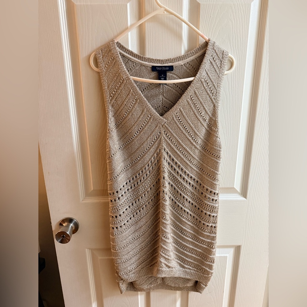 White House Black Market Metallic sweater vest tunic